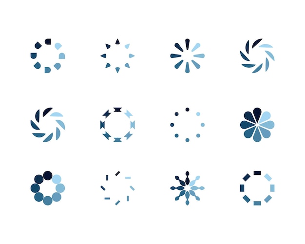 Colección Cargando el icono de estado de la barra Ilustración vectorial Conjunto de íconos cargados por vectores Descargar progreso No cargar o cargar