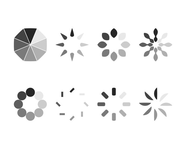 Colección Cargando el icono de estado de la barra Ilustración vectorial Conjunto de íconos cargados por vectores Descargar progreso No cargar o cargar