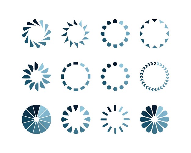 Colección Cargando el icono de estado de la barra Ilustración vectorial Conjunto de íconos cargados por vectores Descargar progreso No cargar o cargar