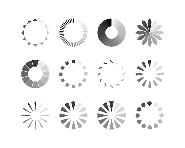 Colección Cargando el icono de estado de la barra Ilustración vectorial Conjunto de íconos cargados por vectores Descargar progreso No cargar o cargar