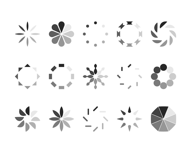 Colección Cargando el icono de estado de la barra Ilustración vectorial Conjunto de íconos cargados por vectores Descargar progreso No cargar o cargar