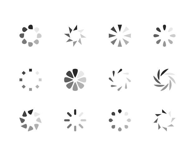 Colección Cargando el icono de estado de la barra Ilustración vectorial Conjunto de íconos cargados por vectores Descargar progreso No cargar o cargar