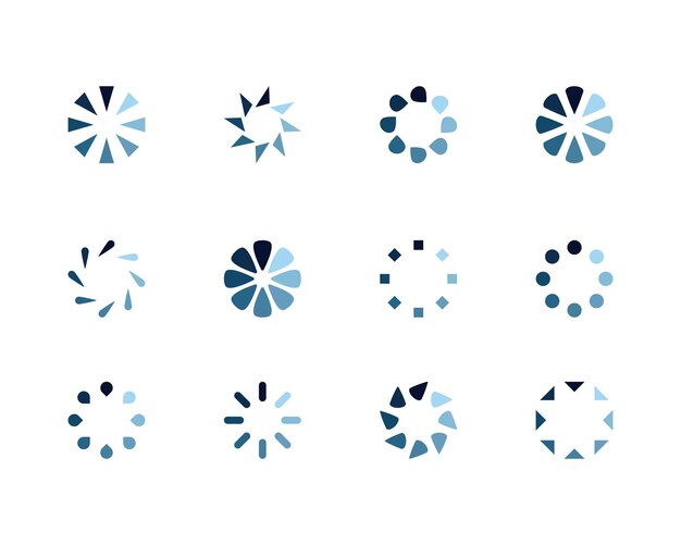 Colección Cargando el icono de estado de la barra Ilustración vectorial Conjunto de íconos cargados por vectores Descargar progreso No cargar o cargar