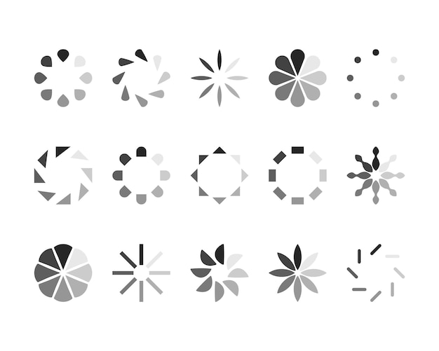 Colección Cargando el icono de estado de la barra Ilustración vectorial Conjunto de íconos cargados por vectores Descargar progreso No cargar o cargar