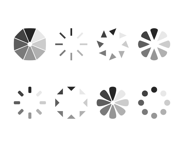 Colección Cargando el icono de estado de la barra Ilustración vectorial Conjunto de íconos cargados por vectores Descargar progreso No cargar o cargar