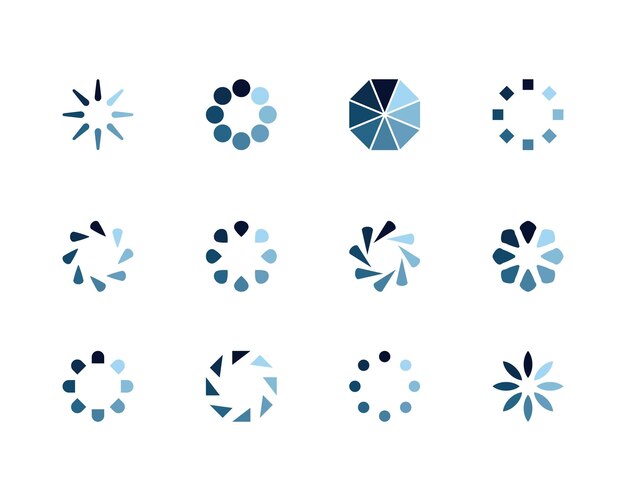 Colección Cargando el icono de estado de la barra Ilustración vectorial Conjunto de íconos cargados por vectores Descargar progreso No cargar o cargar