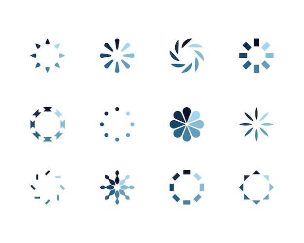 Colección Cargando el icono de estado de la barra Ilustración vectorial Conjunto de íconos cargados por vectores Descargar progreso No cargar o cargar