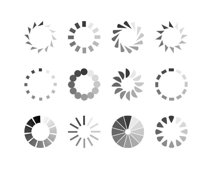 Vector colección cargando el icono de estado de la barra ilustración vectorial conjunto de íconos cargados por vectores descargar progreso no cargar o cargar
