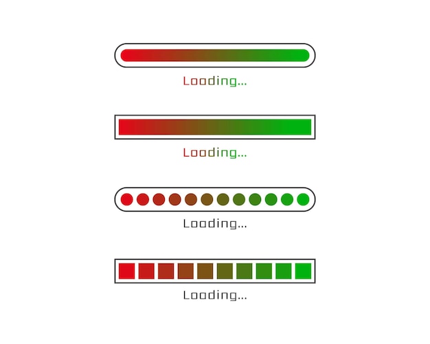 Colección Cargando el icono de estado de la barra Ilustración vectorial Conjunto de íconos cargados por vectores Descargar progreso