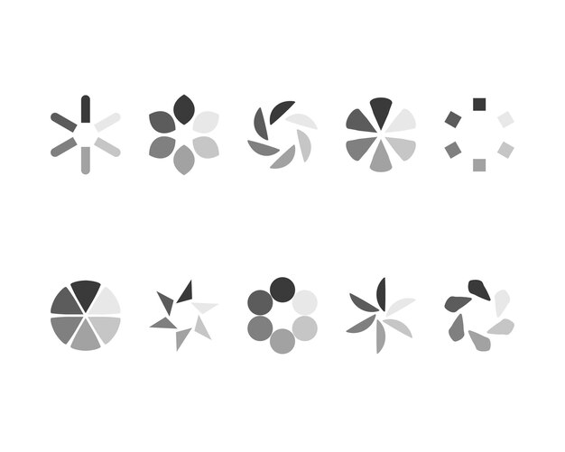 Colección Cargando el icono de estado de la barra Ilustración vectorial Establecer los íconos cargados Descargar Descargar o Cargar