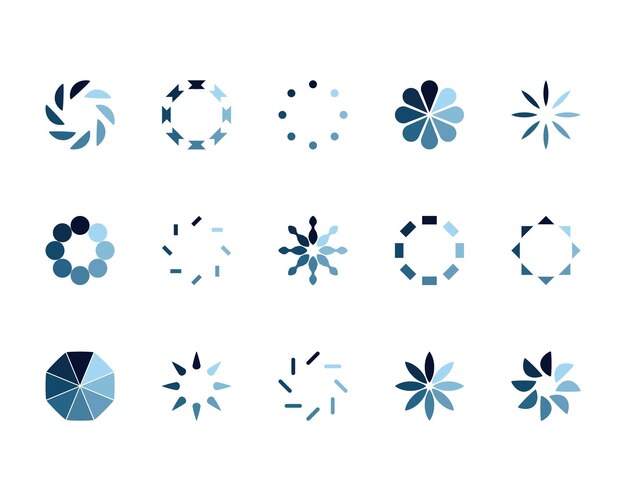 Colección Cargando el icono de estado de la barra Ilustración vectorial Establecer los íconos cargados Descargar Descargar o Cargar