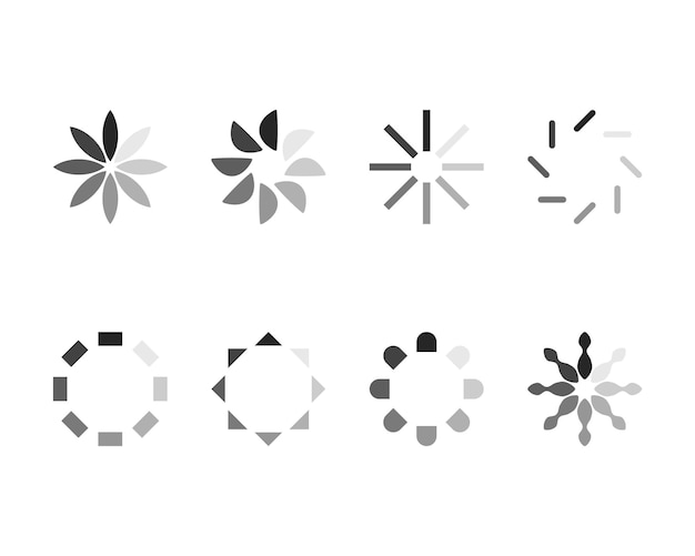 Colección Cargando el icono de estado de la barra Ilustración vectorial Iconos cargados Descargar progreso No cargar Cargar