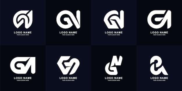 Colección carta gn o ng monograma diseño de logotipo