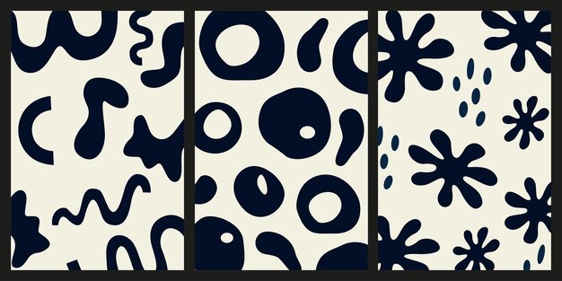 Colección de carteles abstractos Diseño de decoración de paredes con diferentes formas garabates garabates flores