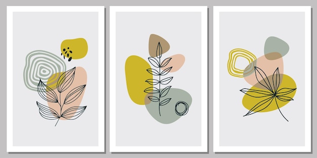 Colección de carteles de arte contemporáneo en colores pastel corte de papel abstracto elementos geométricos y trazos hojas y puntos Gran deisgn para postales de redes sociales impresión