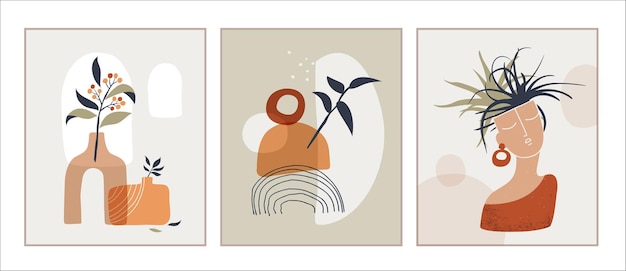Colección de carteles de arte minimalista abstracto Diseño moderno de mediados de siglo para portadas de carteles y papel tapiz