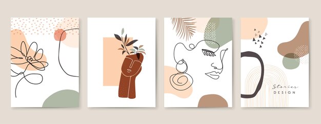 Colección de carteles de arte minimalista abstracto Diseño moderno de mediados de siglo para portadas de carteles y papel tapiz