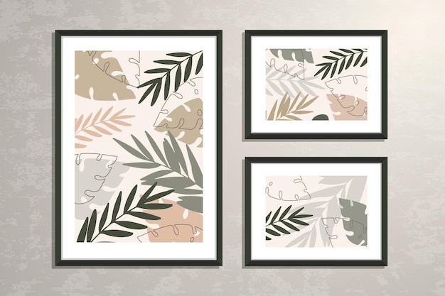 colección de carteles con formas botánicas abstractas y hojas