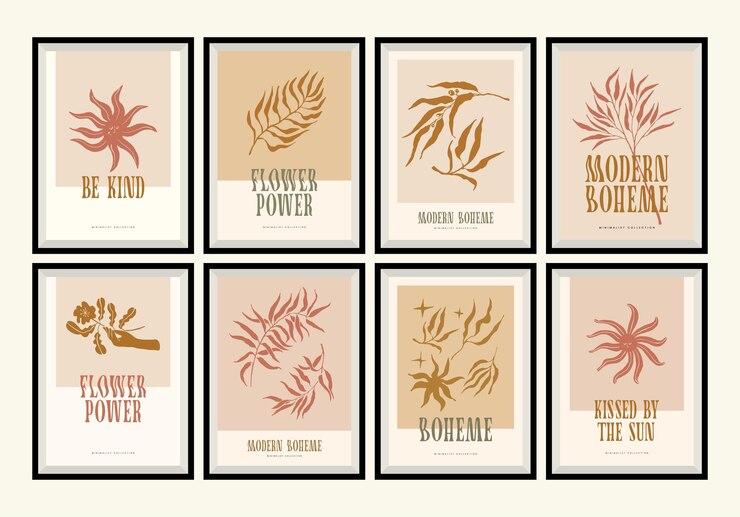 Vector colección de carteles minimalistas con flores vectoriales maravillosas