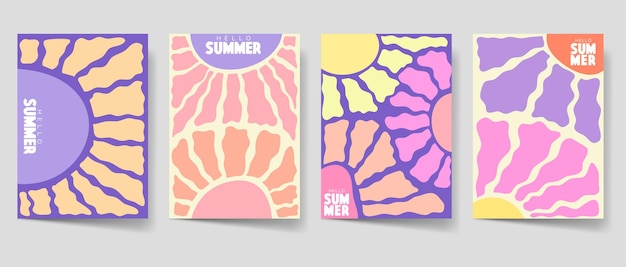 Colección de carteles retro de Summer Sunburst