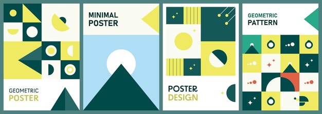 Una colección de carteles con varias formas geométricas Diseño vectorial abstracto