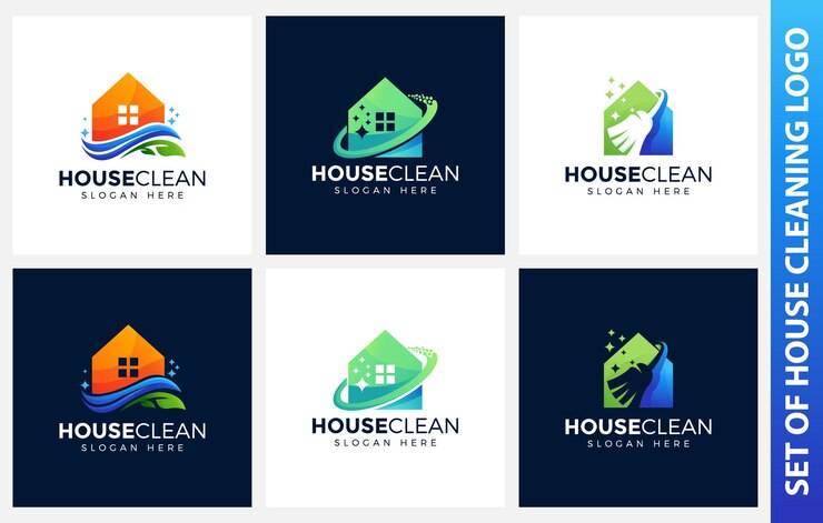 colección casa limpia diseño de logotipo ilustración vectorial
