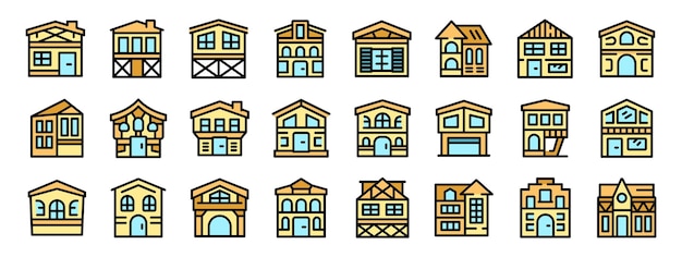 Colección de casas de la ciudad que representan diferentes estilos arquitectónicos