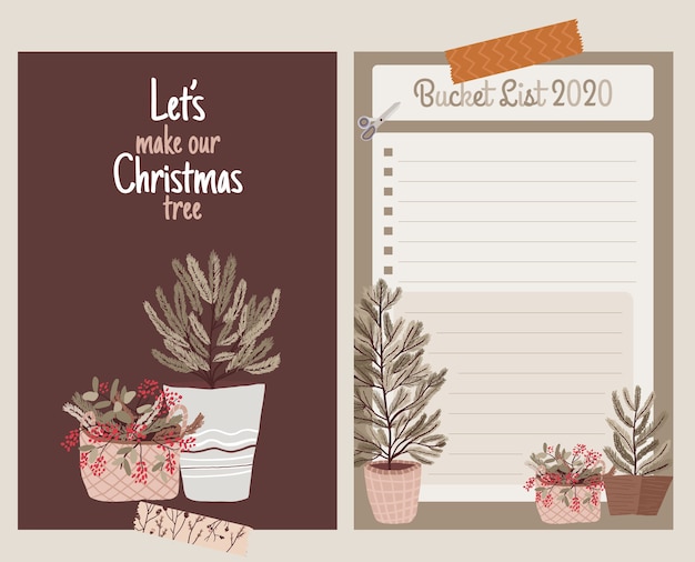 Vector colección de celebración navideña, pegatina, diario, notas, lista de deseos