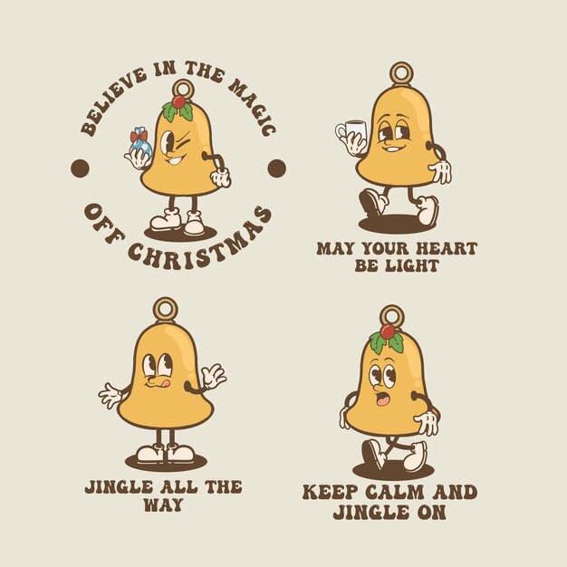 La colección Christmas Bell Vintage es adecuada para elementos gráficos de camisetas para celebrar la Navidad.