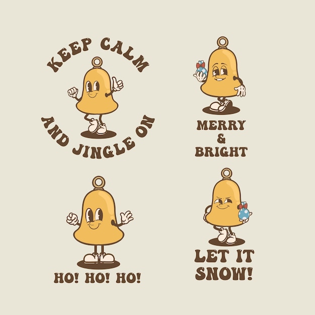 La colección Christmas Bell Vintage es adecuada para elementos gráficos de camisetas para celebrar la Navidad.