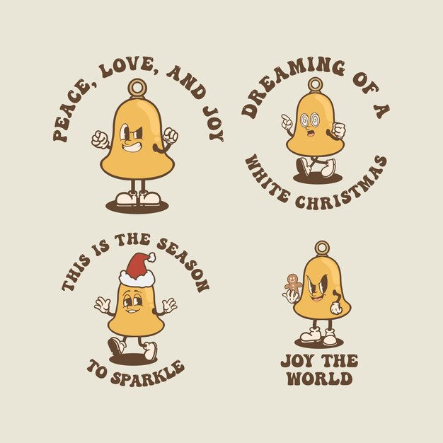 La colección Christmas Bell Vintage es adecuada para elementos gráficos de camisetas para celebrar la Navidad.