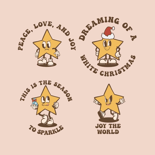La colección Christmas Star Vintage es adecuada para elementos gráficos de camisetas para celebrar la Navidad.
