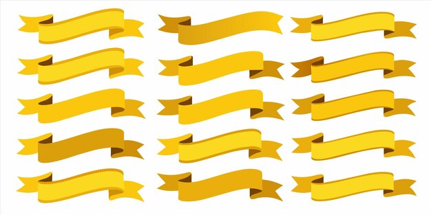 Vector una colección de cintas amarillas sencillas con fondo sencillo usar en cualquier lugar para mejorar su creatividad