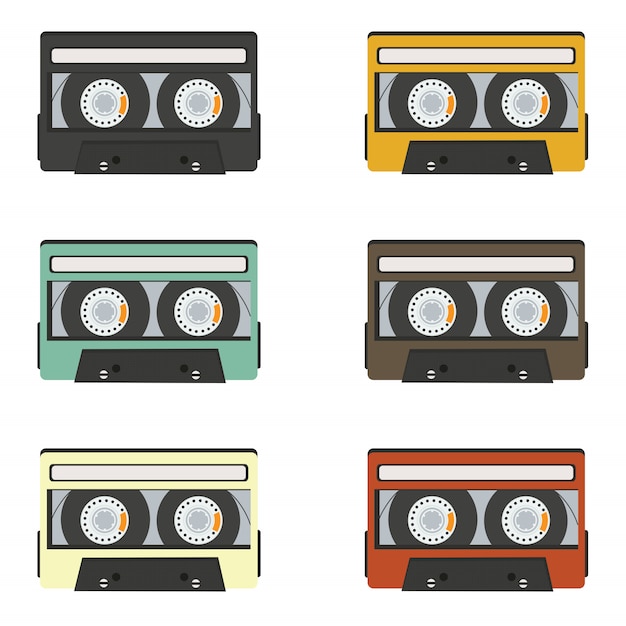 colección de cintas de audio retro aisladas