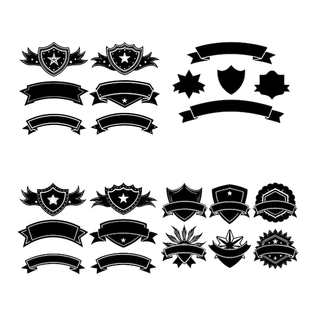 Colección de cintas de insignias negras y diseños de escudos