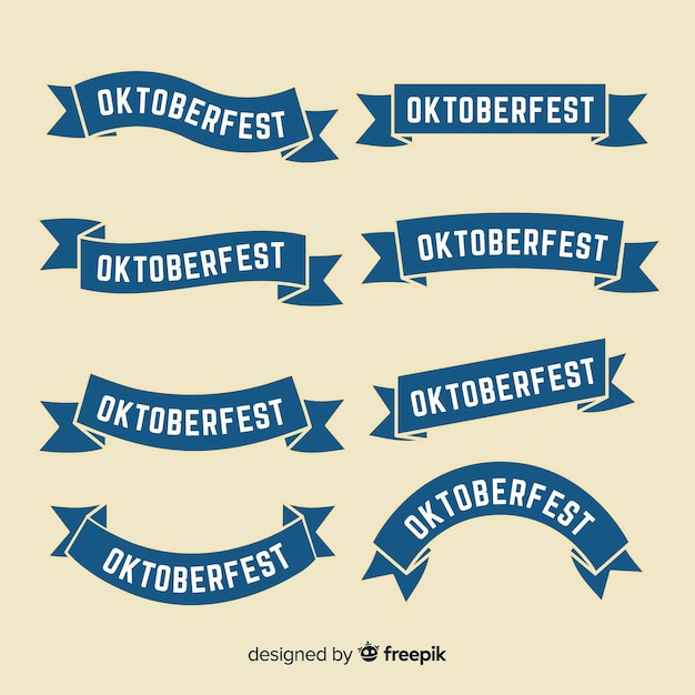 Vector colección de cintas de oktoberfest de diseño plano