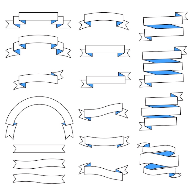 Vector colección de cintas planas con contorno