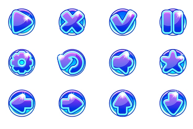 colección círculos azules set botones de cristal para Ui