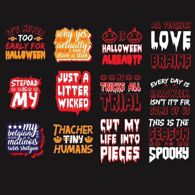 Vector una colección de citas de halloween del autor.