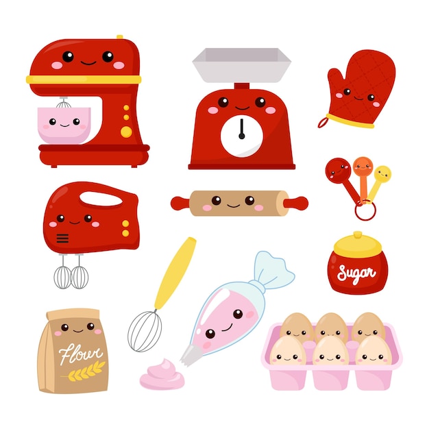 Colección de clip art de dibujos animados para hornear y electrodomésticos