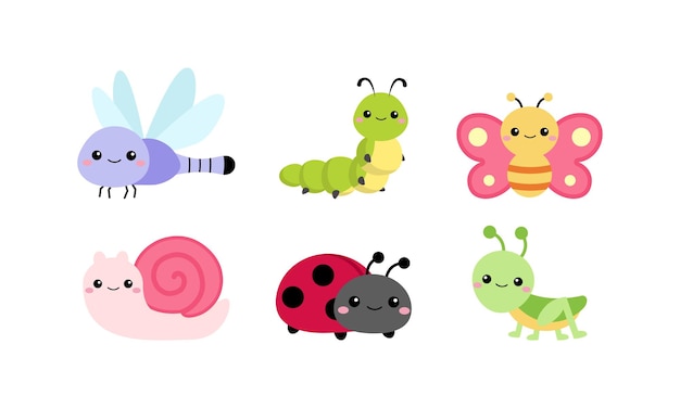 Colección de cliparts de insectos de jardín