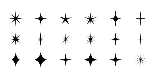Colección de clips art vectoriales de elementos decorativos de estrellas de siluetas de estallido de estrellas