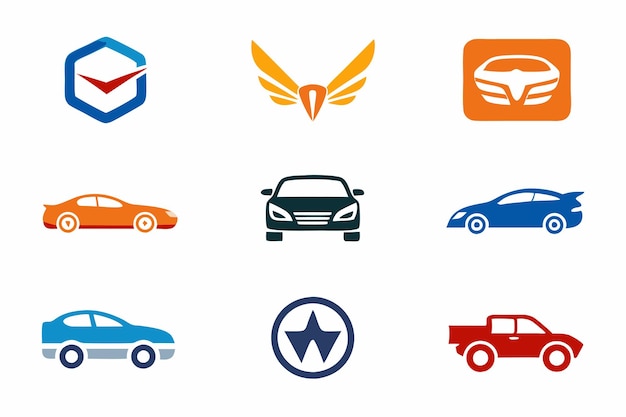 una colección de coches y coches de la compañía del coche