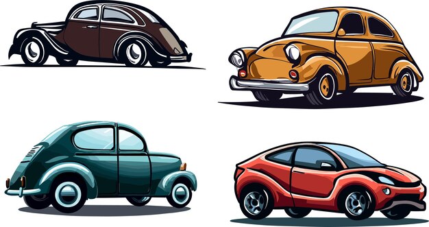 Colección de coches vectoriales de estilo plano