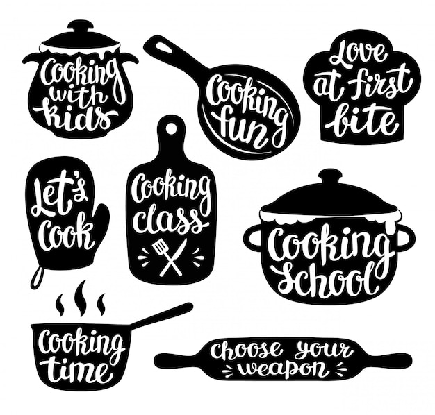 Colección de cocina etiqueta o logotipo.