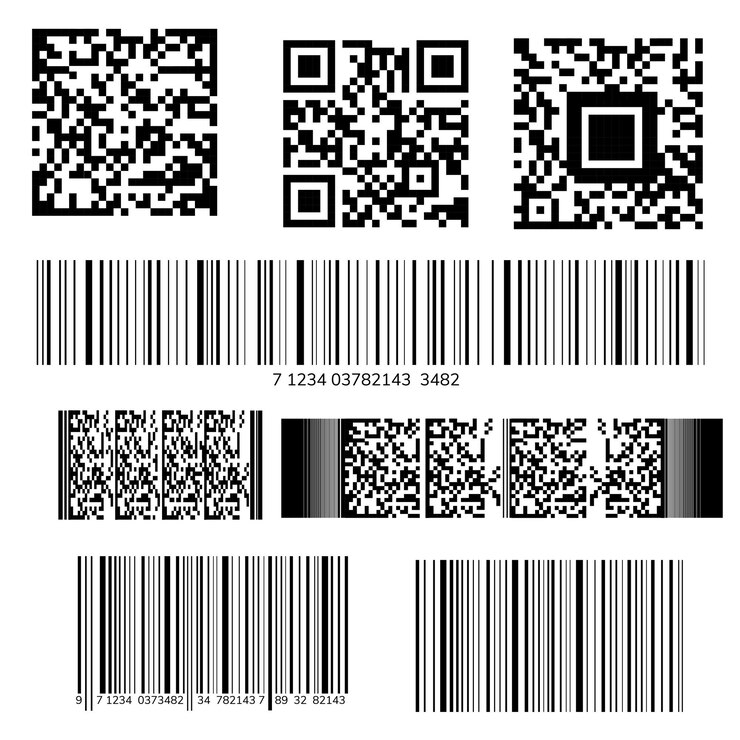 Vector colección de códigos de barras qr