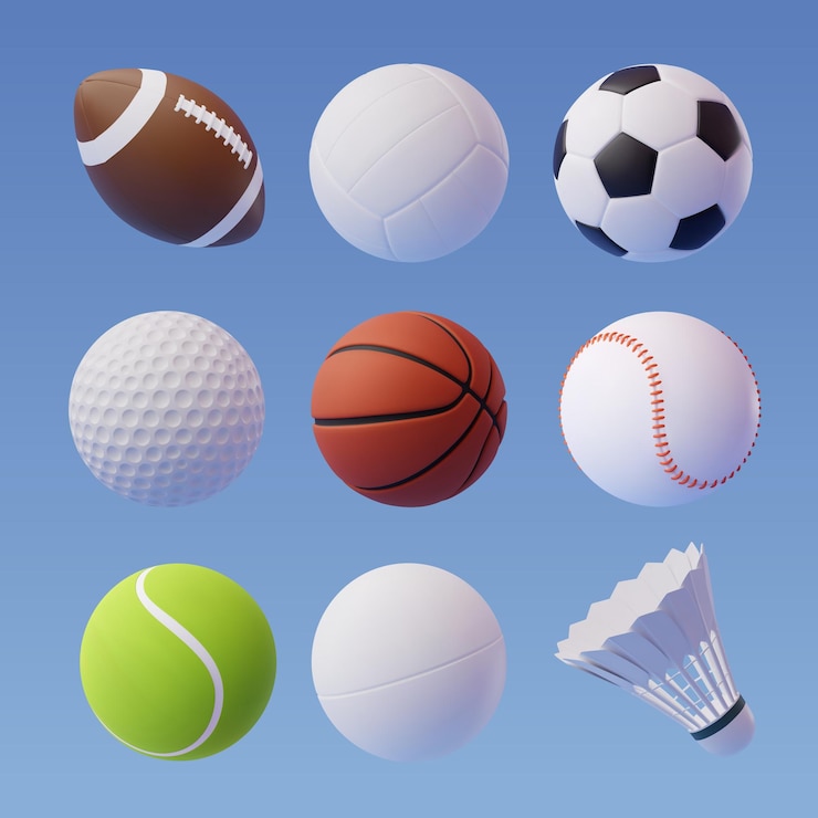 Vector colección de colección de iconos de deporte 3d aislada en azul concepto de deporte y recreación