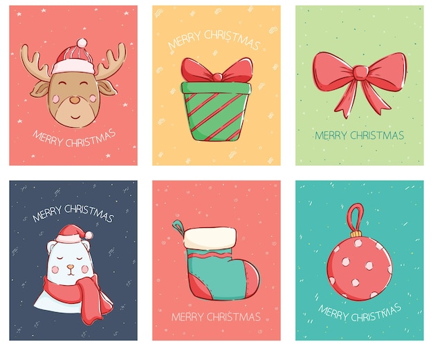 colección colección de tarjetas de navidad kawaii El mejor uso para carteles de invitación y banner web