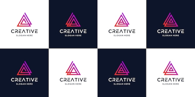 Vector colección de color degradado de logotipo letra a