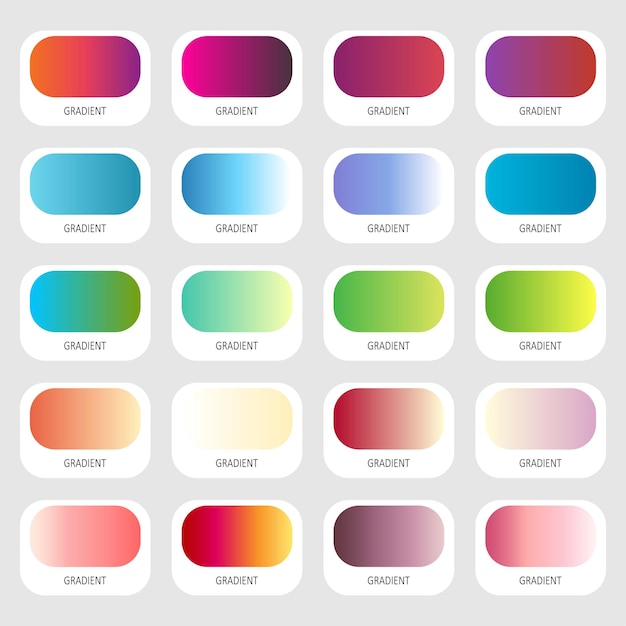 Colección de colores de diferentes gradientes vectoriales conjunto de paquetes paleta de colores